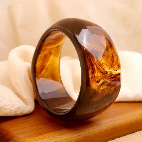 Chunky Resin Wide Bangle Bracelets for Women, Trendy Statement Minimalist Acrylic Bracelet Prom Holiday Jewelry Gift - color: Bangle Brown