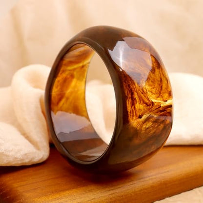 Chunky Resin Wide Bangle Bracelets for Women, Trendy Statement Minimalist Acrylic Bracelet Prom Holiday Jewelry Gift - color: Bangle Brown