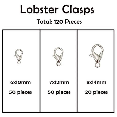 INSPIRELLE 900 Pieces Open Jump Rings and 120 Pieces Lobster Clasps Metal Split Rings Connector Rings for Jewelry Making Rhodium - color: Rhodium