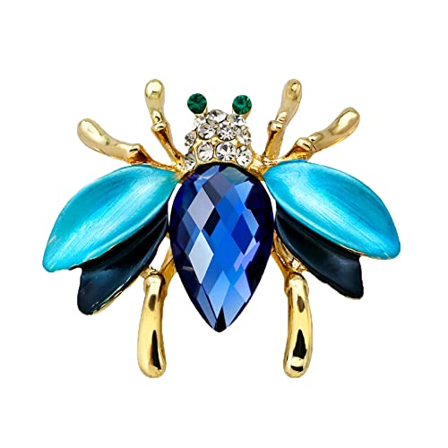 seven wolves Women Crystal Bouquet Brooch Pin All-Match Accessories Rhinestone Brooches and Pins - color: Blue C