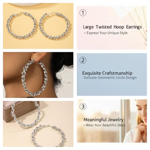 Large Hoop Earrings for Women Trendy, Dainty 70mm Gold/Silver Plated Huggie Hoops Hypoallergenic Post Fashion Statement Jewelry - style: Silver
