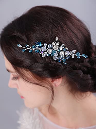 JWICOS Crystal Bride Wedding Hair Comb Rhinestone Bridal Hair Clip Glitter Wedding Hair Accessories for Women and Girls (Red) - color: Red