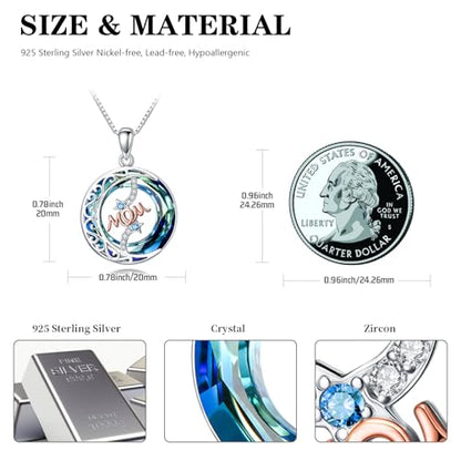 925 Sterling Silver Necklace Gifts for Women Crystal/Opal Jewelry Pendant Christmas Birthday Gift - style: Crytal-Mom