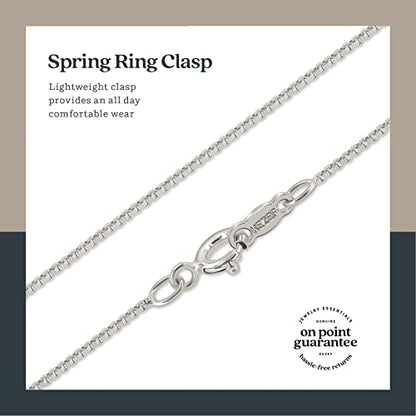 KEZEF 925 Sterling Silver Box Chain Necklace for Women & Men, 0.7mm Thin Chain Necklace, Available in Sterling Silver, Gold Plated & Rose Gold Plated Finishes, Made in Italy - color: Sterling Silver, size: 30 Inch