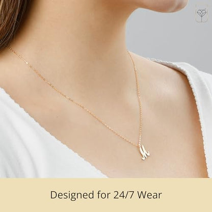 MAX + STONE 10k Solid White or Yellow Gold Dainty Script Initial Extendable Necklace, 16+2 inches - style: 10k Yellow Gold / Letter L