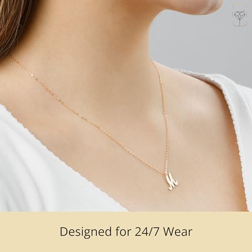 MAX + STONE 10k Solid White or Yellow Gold Dainty Script Initial Extendable Necklace, 16+2 inches - style: 10k Yellow Gold / Letter E