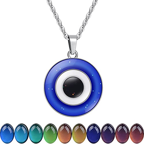FM FM42 Temperature Sensing Color Changing Pendant Necklace with 19.29" Stainless Steel Rolo Chain - color: Eye