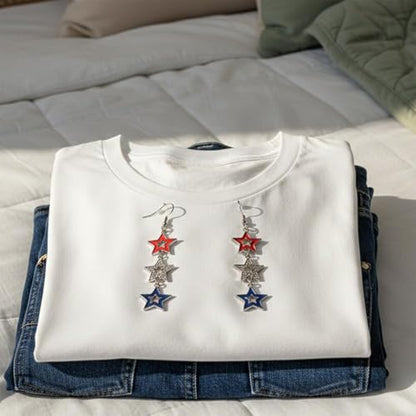 4th of July Earrings,Patriotic Dangle Stud for Women, Fourth of July Jewelry for Veterans Day - color: B