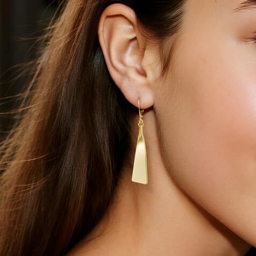 ALEXCRAFT Silver Dangle Earrings for Women Trendy Silver Drop Leverback Earrings for Women Long Hypoallergenic Dangle Earring for Jewelry Gifts - color: Gold