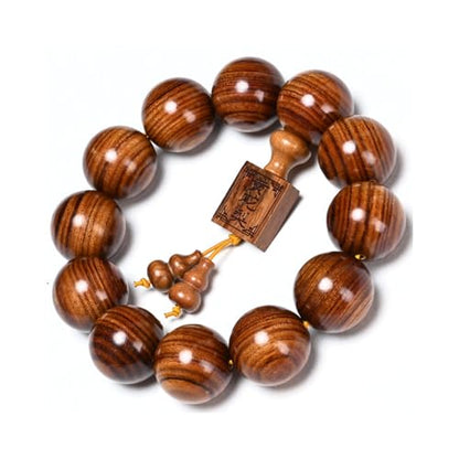 Natural Wooden Bracelet Adult Spring Bracelet Bead Dia. 0.8 inch 12 Beads 1pc - style: WishesEngrave