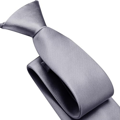 GUSLESON 3.15"（8cm） Mens Pre-tied Adjustable Zipper Tie Solid Necktie for Business and Wedding - color: Grey