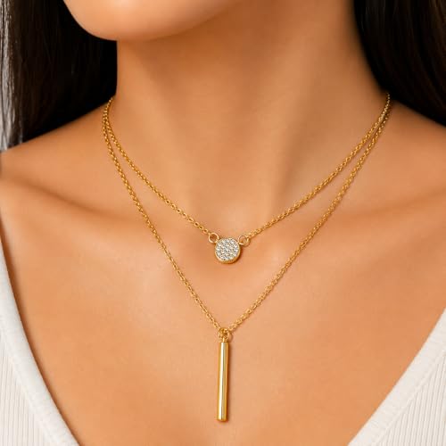 Rich London 18K Rose Gold Plated 2-in-1 Clover Heart Pendant Necklace for Women | Elegant Crystal Charm Jewellery - color: Y Chain