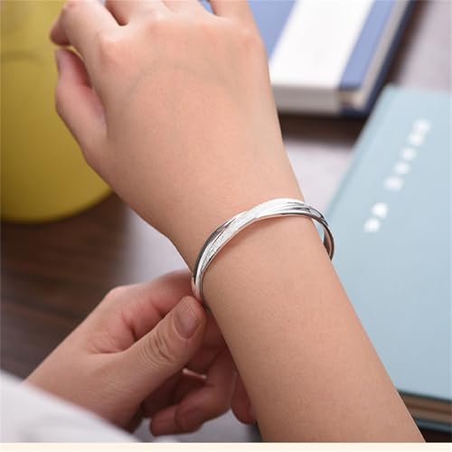 925 Sterling Silver Bangles For Women Handmade Silver Bangles Open Adjustable Bangle Bracelets For Women Silver Open Cuff Bracelets Stackable Wrap Bangles Festival Jewelry Gifts - color: Style 09