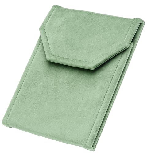 Velvet Necklace Jewelry Travel Folder Storage Display Case (Sage Green) - color: Sage Green