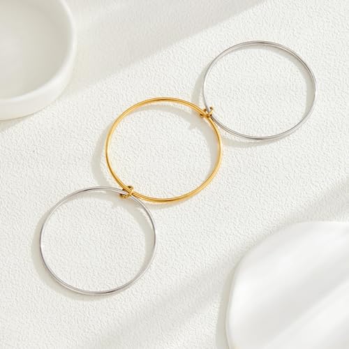 HANRESHE Mixed Metal Bracelet for Women Stack Two Tone Bracelets Trendy Gold And Silver Bracelet Jewelry Gift - color: gold and silver, size: 7.5 Inch