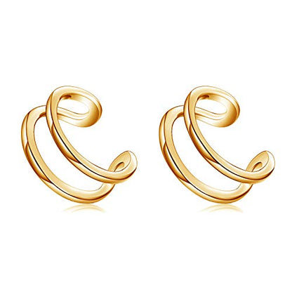 YFN Ear Cuff Wrap Earrings 925 Sterling Silver Non Pierced Cartilage Earring for Women Jewelry Gifts - color: gold