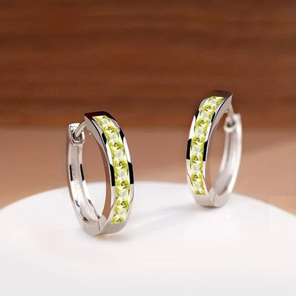 Fashionable Hoop Earrings with Princess Square Cubic Zirconia for Women - color: E4276