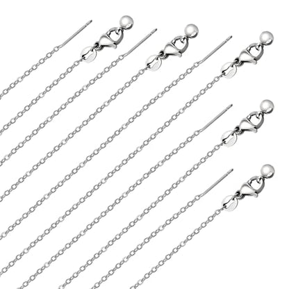 GTVOODX 10pcs Silver Adjustable Necklace Chain Stainless Steel Link Cable Chain Bulk with Needle Threader Lobster Clasps for Jewelry Making - color: Silver Cable