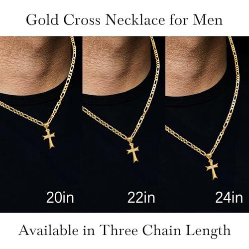 AIGAMIT Cross Necklace for Men Gold Cross Necklace for Men | 14K Gold Cross Chain for Mens Cross Necklaces Cubic Zirconia Gold Cross Pendant Necklace for Men Cross Necklaces 20/22/24in - size: 24 inches