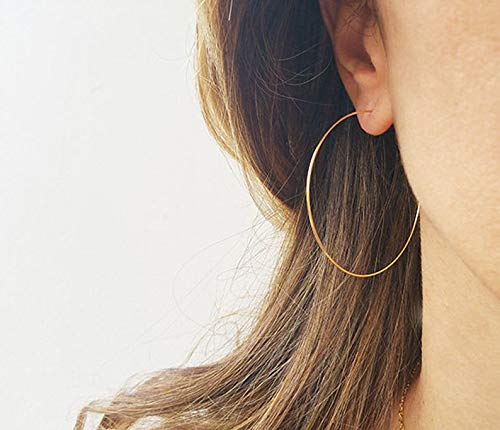 3 Pairs Thin Extra Large Hoop Earrings Set，Fashion Huge Gold Hoops 18k Gold Plated Lightweight Stainless Steel Hoops Big Geometric Round Gold Hoop Earrings Set Minimalist Jewelry for Women - size: 50MM