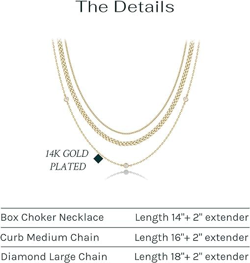 PAVOI 14K Gold Plated Dainty Layering Necklaces for Women | Snake Chain, Curb Link, Paperclip Layered Chains | Trendy Layering Necklace - style: Diamond Station