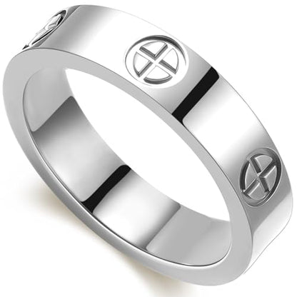 PDWZNBA Love Friendship Ring 18K Gold-Plated Stainless Steel Promise Ring Wedding Band Jewelry Birthday Gifts for Women - color: Silver