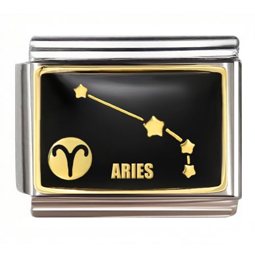 Italian Charm Bracelet Link, 12 Zodiac Constellation, 9mm, Sign Charm - color: Aries (3.21 ~ 4.19)