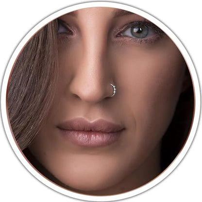 Jolliz Beaded Nose Rings Hoops – 24 Guage Nose hoops Handmade with Classic Design, Hypoallergenic Nose Rings for Women, Nose Piercings for Stylish Everyday Wear - color: Silver