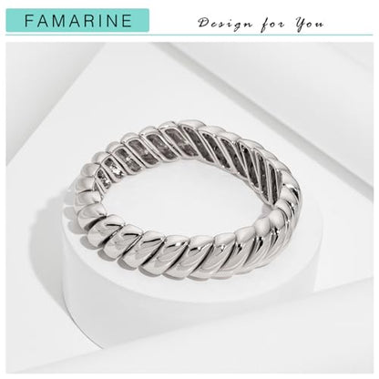 FAMARINE Gold Silver Chunky Bangle Bracelet for Women Men - style: Style A silver