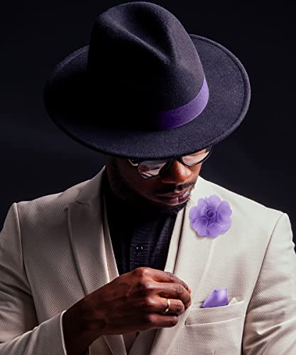 Premium Men's Formal Solid Color Flower Lapel Pin - Boutonniere for Men, Brooch Pin - color: Lavender