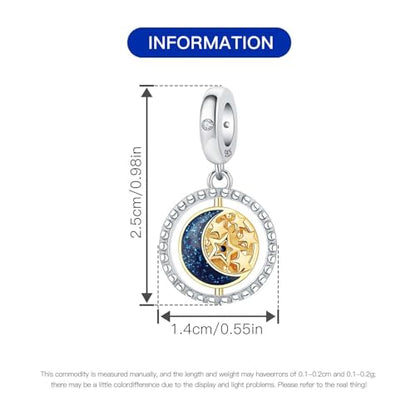 925 Sterling Silver Charms for Bracelets and Necklace Religious Cross Pendants Praying Hands, Bible, Virgin Mary, Jesus, Church Bead Jewelry - color: Star - Moon Charms