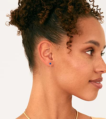 PAVOI 14K Gold 925 Sterling Silver Huggie Half Hoop Earrings for Women | Tiny Boho Colored Cartilage Earring | Blue, Green, Amethyst, Garnet, Black CZ, Turquoise, Opal, Pearl - style: Blue Sapphire