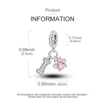 925 Sterling Silver Charms for Bracelets and Necklaces Beads Charms Jewelry Gift for Women - color: Cute Paw Bones
