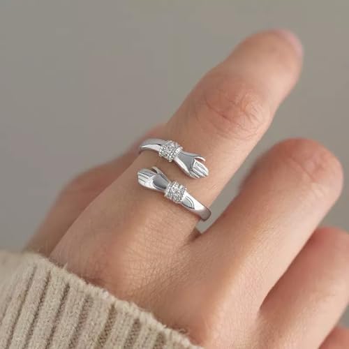 To My Daughter Hug Ring For Hope Rings, Inspirational Stainless Steel Engarved With Always With You Message Adjustable Ring for Women Non Tarnish Jewelry Gift for Her Birthday Christmas - color: CZ Alway With You