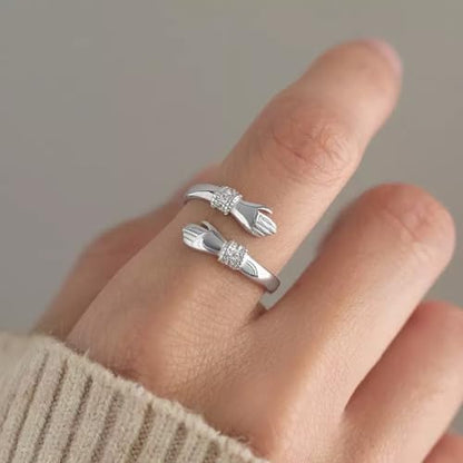 To My Daughter Hug Ring For Hope Rings, Inspirational Stainless Steel Engarved With Always With You Message Adjustable Ring for Women Non Tarnish Jewelry Gift for Her Birthday Christmas - color: CZ Alway With You