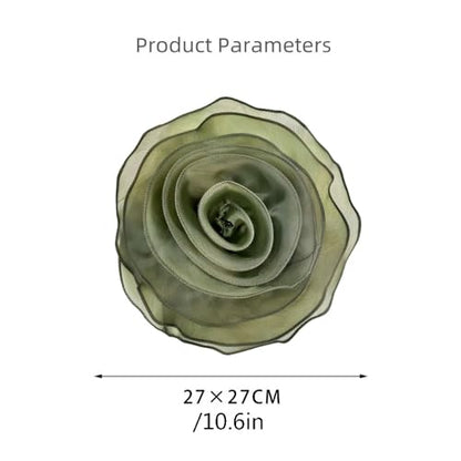 10inch Extra Large Flower Brooch Pin for Women Fashion Dainty Organza Satin Fabric Big Camellia Brooches Lapel Pins Wedding Dance Party Dress Accessories Exaggerated Jewelry Gift - color: 10 inch Green