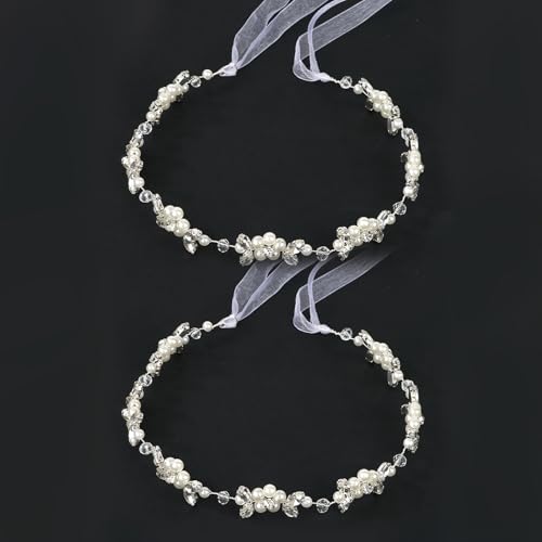Wecoe Flower Girl Headpieces 2pcs Wedding Bridal Hair Accessories | Princess Headband for Birthday, Party, First Communion, Baptism - color: Silver A