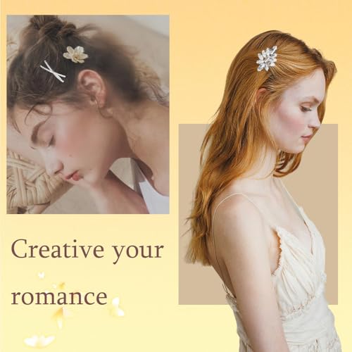 10 PCS Rhinestone Hair Clips 2.5 Inch Elegant Wedding Bridal Silver Bobby Pins Crystal Fancy Hair Accessories for Women(Fashion) - color: Fashion
