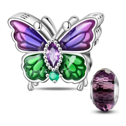 HappyStar 925 Sterling Silver Charms for Bracelets and Necklace Dangle Pendants Beads Charms Fits Charms Bracelets for Woman Jewelry Gifts (with one Spacer Bead Charms) - style: Butterfly beads