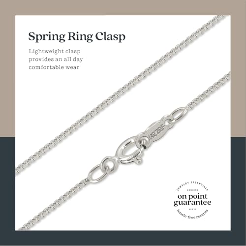 KEZEF 18K Gold Plated 925 Sterling Silver Box Chain Necklace for Women, 1mm Thin & Sturdy Italian Chain Necklace, Rose Gold & Silver Available, 15/16/18/20/22/24/30 - Inch - color: Sterling Silver, size: 15 Inch