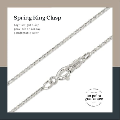 KEZEF 18K Gold Plated 925 Sterling Silver Box Chain Necklace for Women, 1mm Thin & Sturdy Italian Chain Necklace, Rose Gold & Silver Available, 15/16/18/20/22/24/30 - Inch - color: Sterling Silver, size: 15 Inch