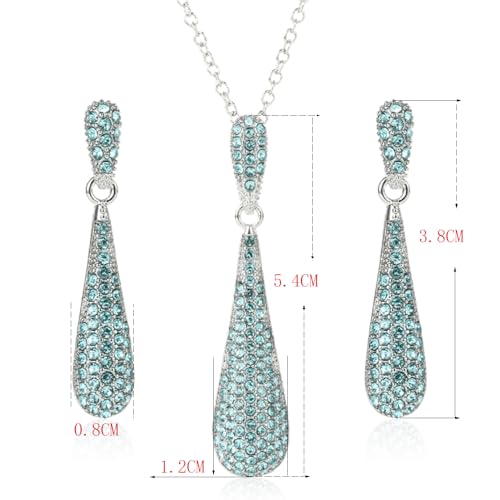 YINLI Full Crystal Rhinestone Gem Tear Drop Pendant Necklace Earrings Jewelry Sets - style: Style10