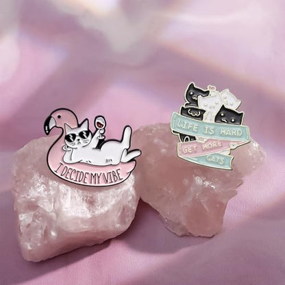 Cute Enamel Lapel Pins Set Cartoon Animal Plant Floral Fruits Foods Brooches Pin Badges for Clothing Bags Backpacks Jackets Hat DIY - color: Cat