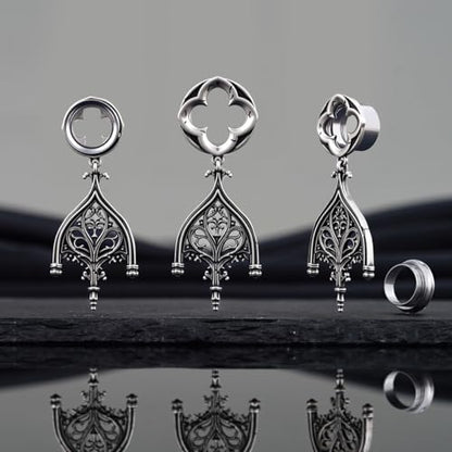 COOEAR Double Flared Ear Tunnels, Flesh Gauges for Ears, Screw Back Plugs Earrings Piercing Expander. - color: S8793G, size: 0g(8mm)