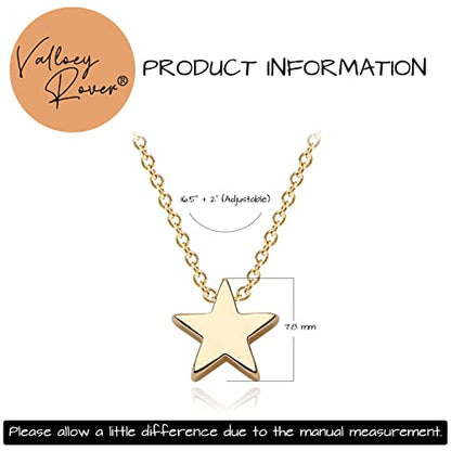 Valloey Rover Gold Necklaces for Women | Dainty 14K Gold/Sterling Silver Plated Cubic Zirconia Star Moon Pendant Necklaces Twist Rope Chain Simple Jewelry for Women - style: Gold-Star