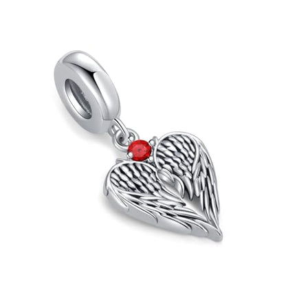 TCHYUN Spread Angle Wings Dangle Charm 12 Birthstone Bead for Pandora Bracelet Women Gift - style: Jul