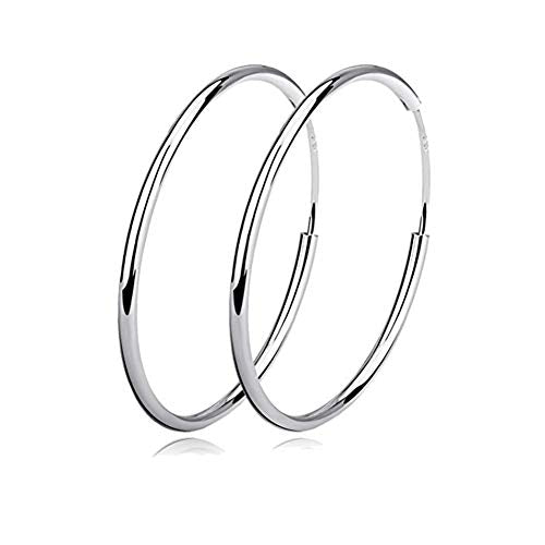 YFN Hoop Earrings Sterling Silver Polished Round Circle Endless Earrings Diameter 20,30,40,50,60,70,80mm - style: Diameter 30mm Medium Hoop Earrings