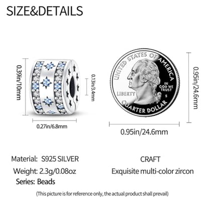 925 Sterling Silver Stopper Clip Charms for Bracelet Necklace Spacer Beads with 5A Cubic Zirconia Mother's Day Christmas DIY Gift for Women(2PCS) - style: Blue star