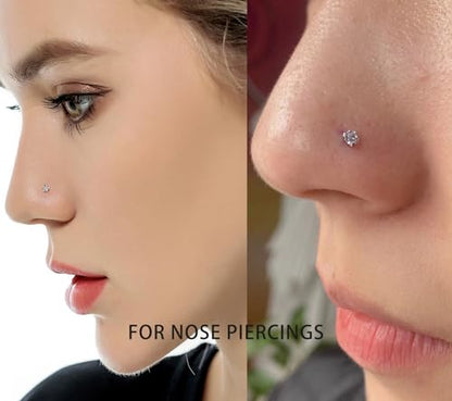 20G 18G 16G F316 Titanium Flat Back Nose Rings Studs Hypoallergenic Screw on Tragus Helix Cartilage Earrings Stud Piercing Jewerly for Women Men Bars 6mm - style: 20G Flat Back Nose Studs-bars 7mm