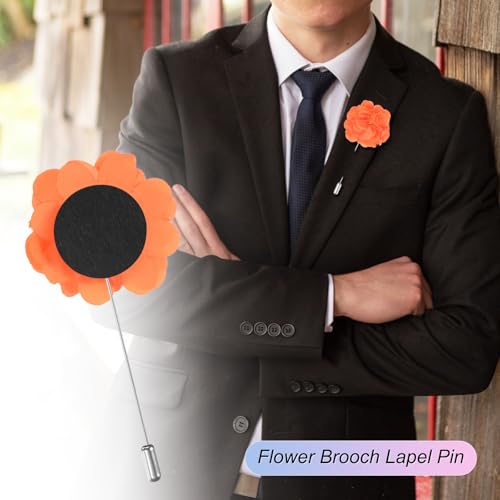 M METERXITY Flower Lapel Pins for Men, Boutonnieres Pin Camellia Flower Groom Boutonnieres for Wedding/Graduation - color: Orange Red